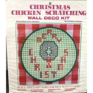 Vintage Chicken Scratch Merry Christmas Wreath Stitch Kit 1983 New Sealed Wangs